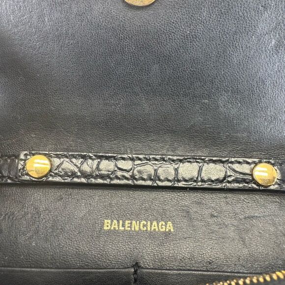Balenciaga Hourglass Black Croc-Embossed Wallet on Chain Bag - Picture 15 of 16